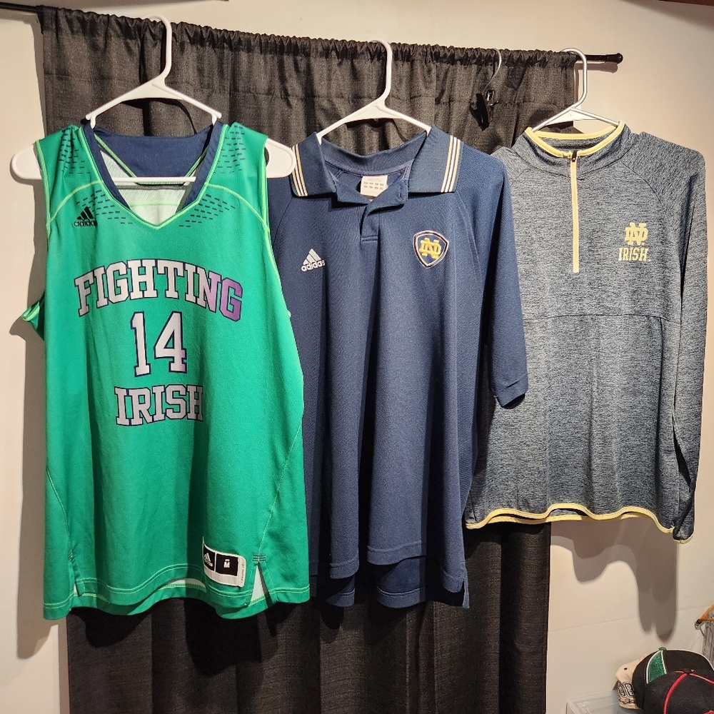Notre Dame Fighting Irish Bundle Lot Of (3) ND Fighting Irish Tops Jersey